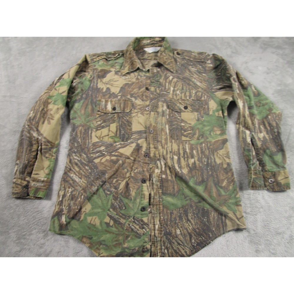 Vintage Sports Afield Shirt Mens Large Brown Woodland‎ Camouflage Button Up